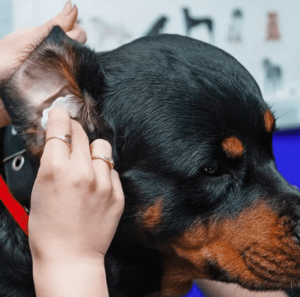 rottweiler dog ears cleaning